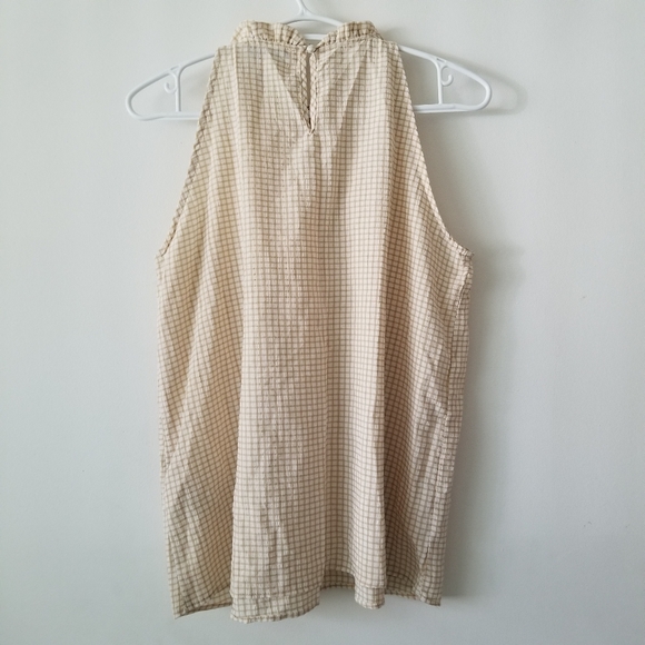 NANETTE LEPORE Gingham Ruffle Smocked Neck Sleeveless Blouse Size S - Picture 2 of 12